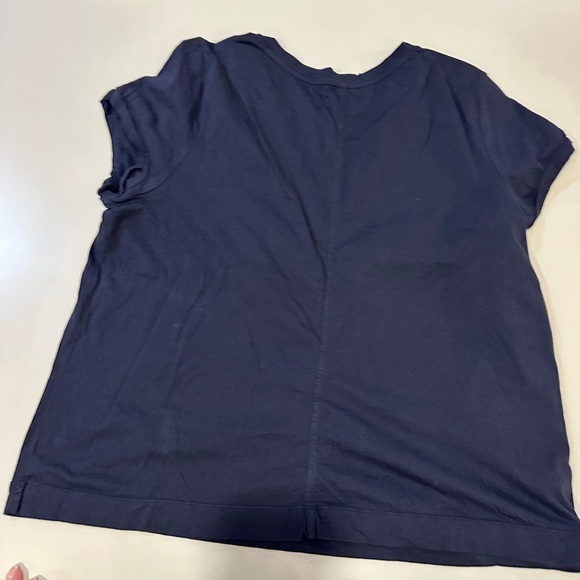 Loft Navy Knit Cuffed Short Sleeve Knit Shirt Size Large - Picture 2 of 5